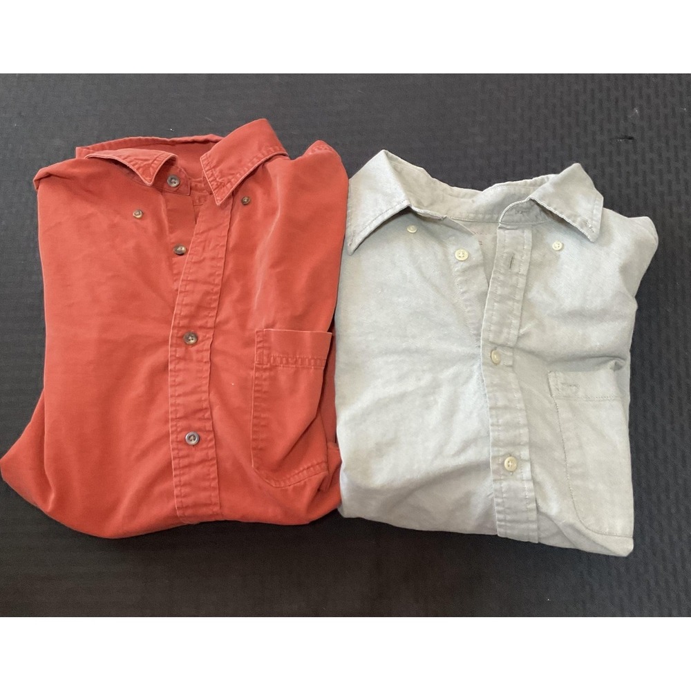 Mixed Brand Mens Shirts Large Multicolor Long Sleeve Casual Button Down Lot Of 2